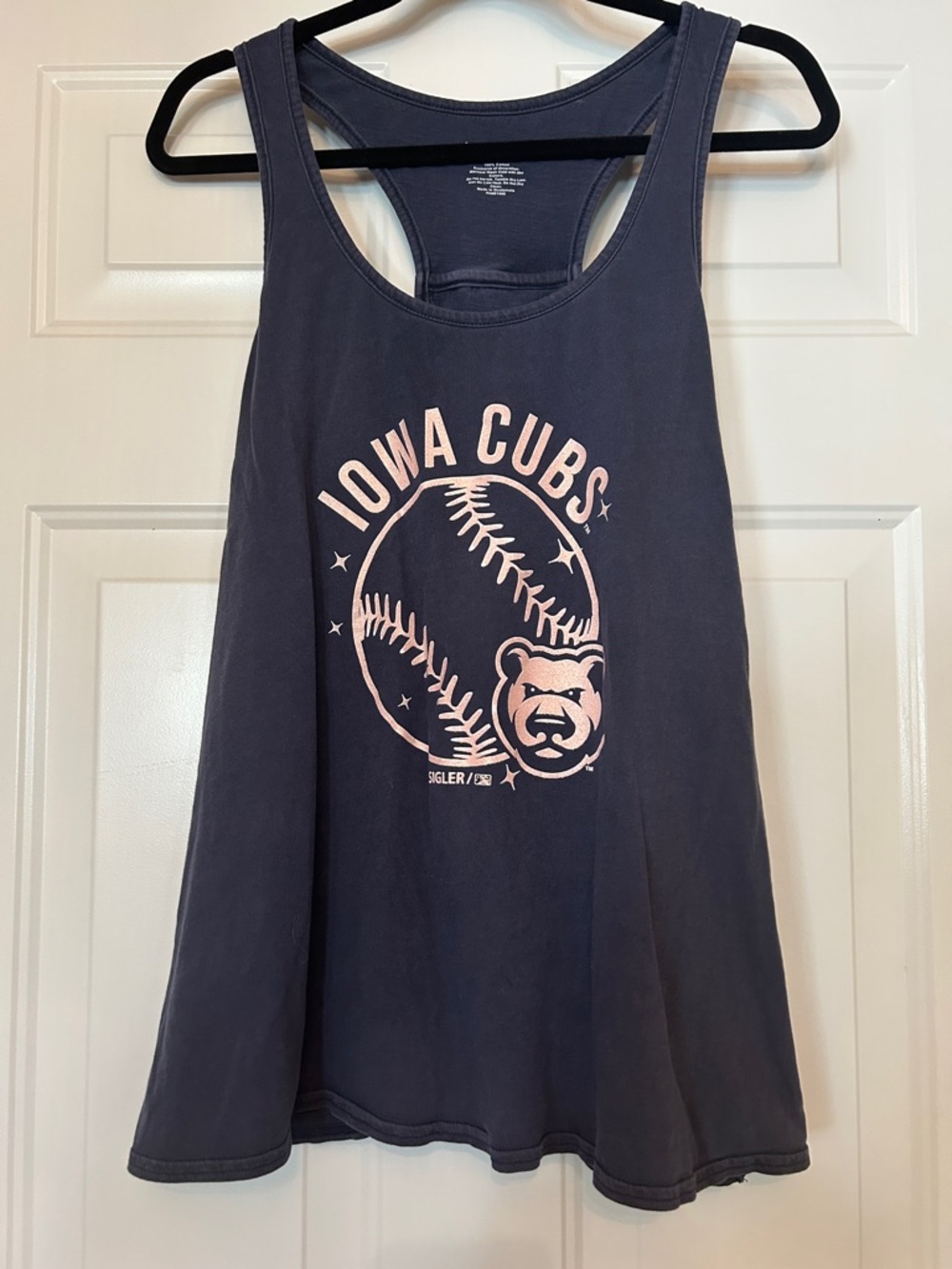 Iowa Cubs Navy Racerback Tank Women’s XL Pink Sparkle Split Back Cotton